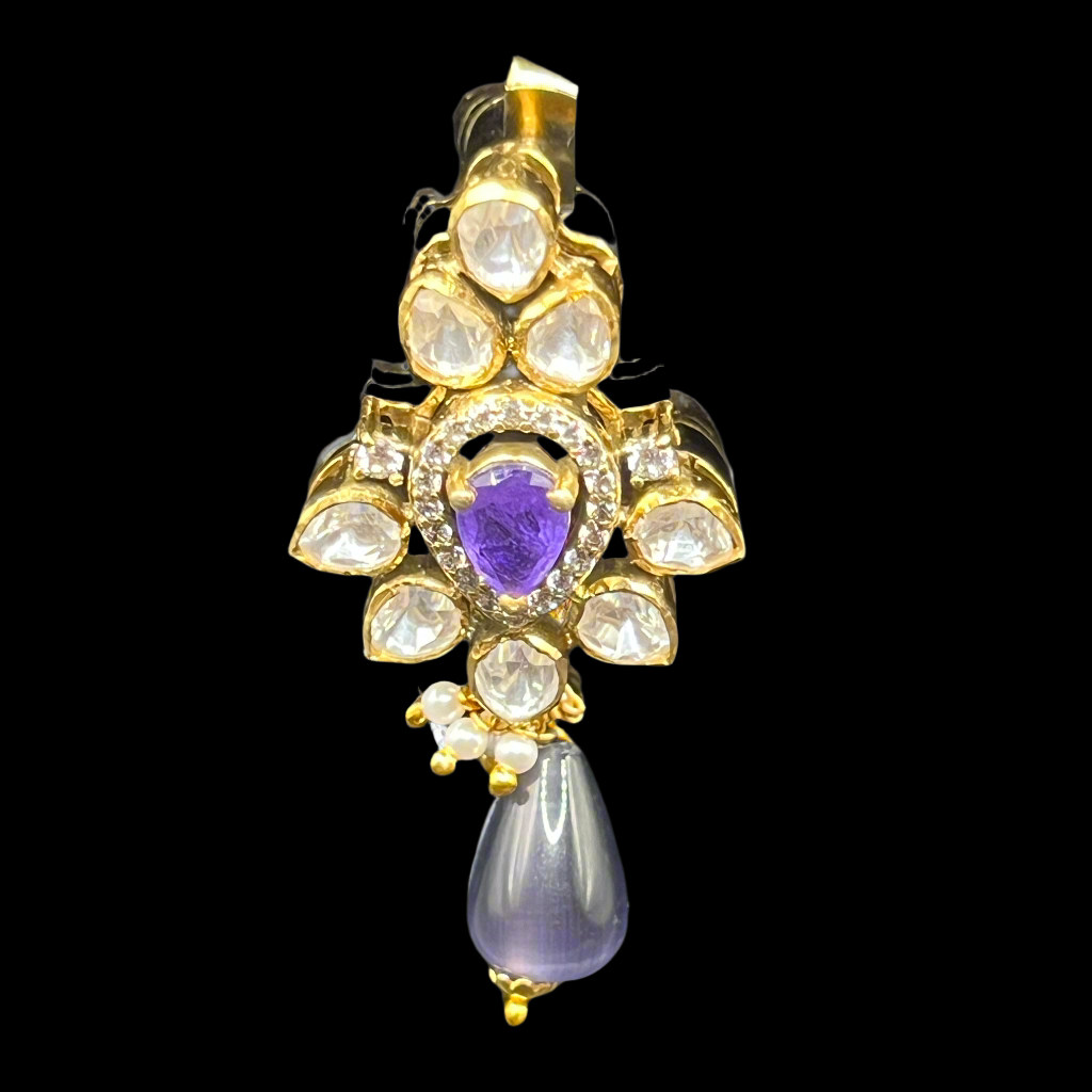 Moissanite "Tear Drop" Set With Amethyst Stone