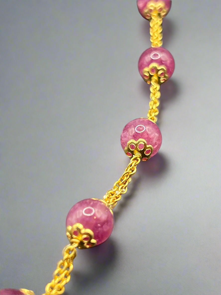 Moissanite "Peacock" Pendant Necklace With Pink Ruby Stones