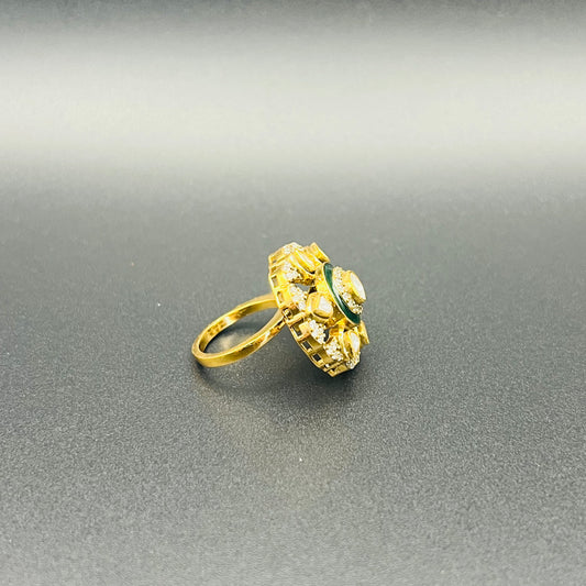 Moissanite "Flower" Adjustable Ring Emerald