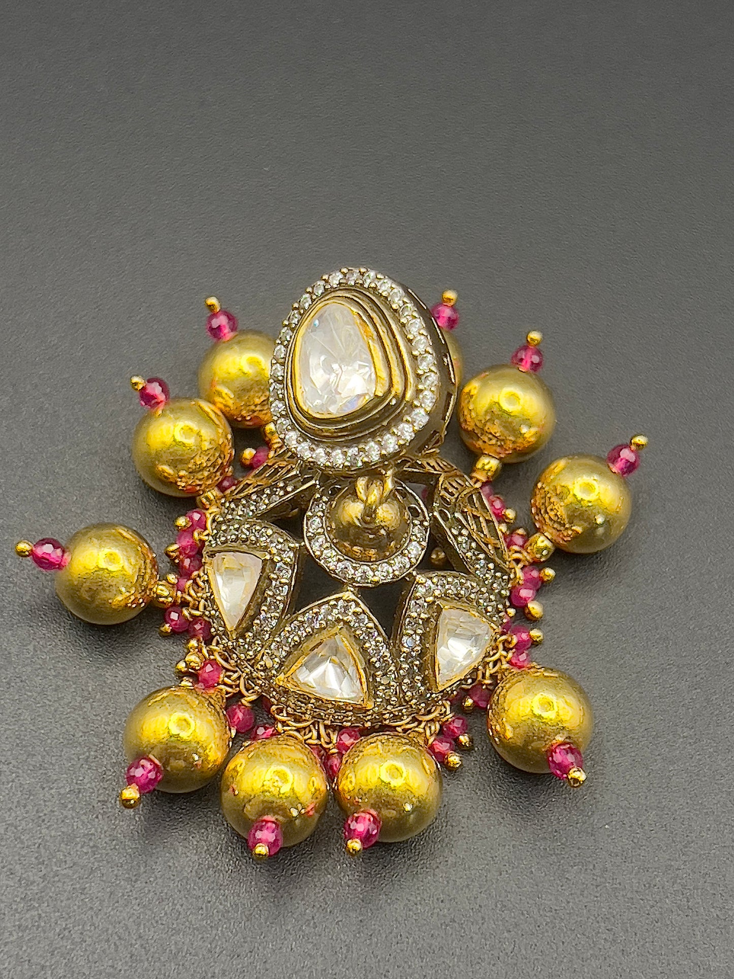 Moissanite "Ruby Dules" Earrings With Gold Plated Balls