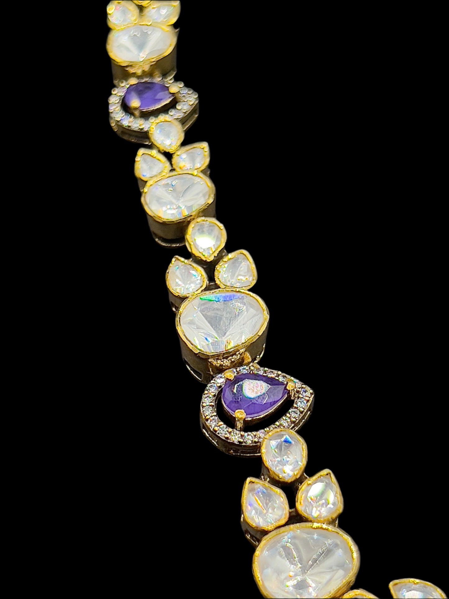 Moissanite "Tear Drop" Set With Amethyst Stone