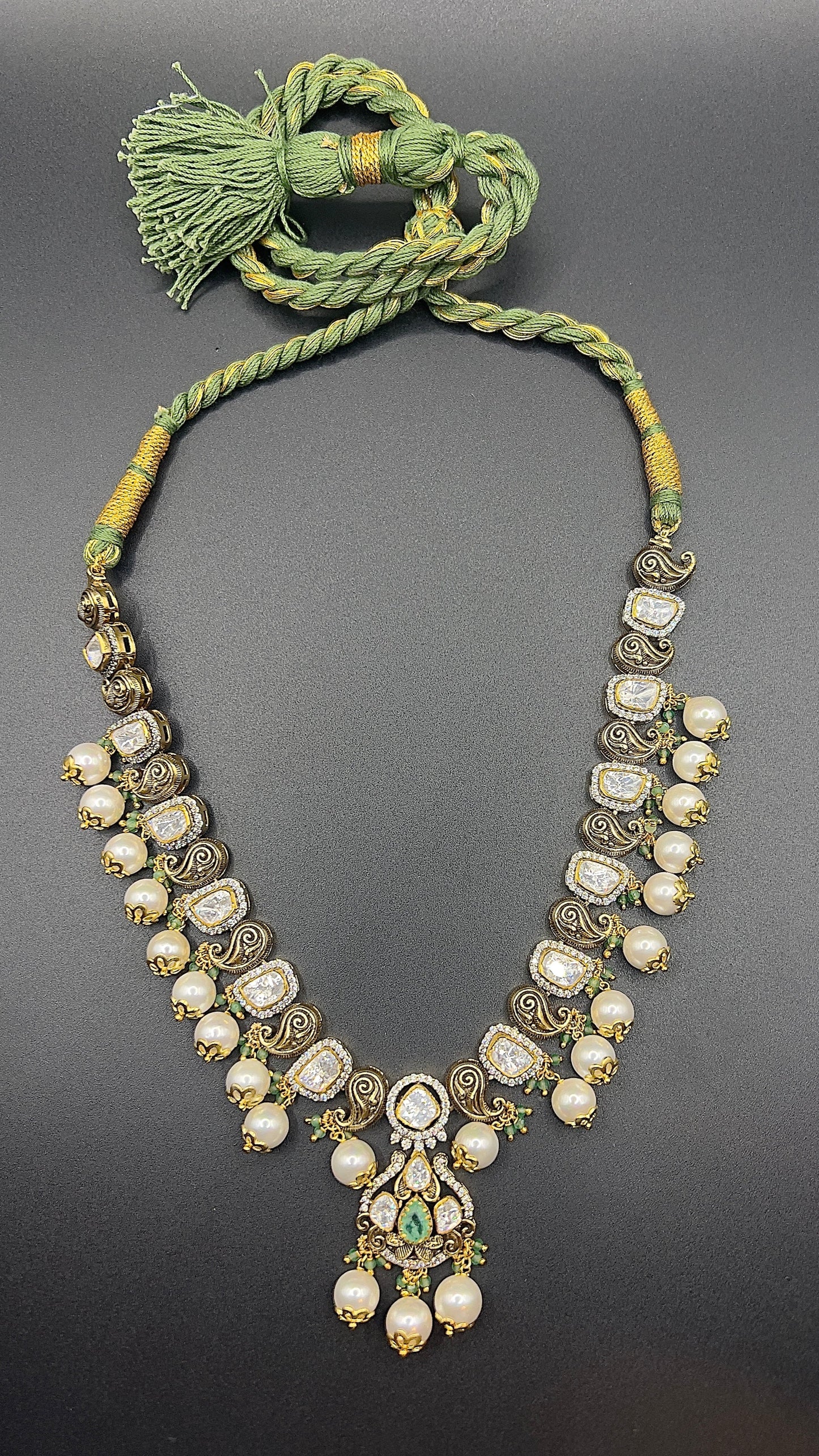 Moissanite "Crown" Adjustable Set With Freshwater Pearls