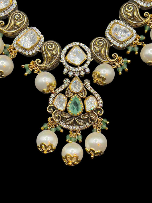 Moissanite "Crown" Adjustable Set With Freshwater Pearls