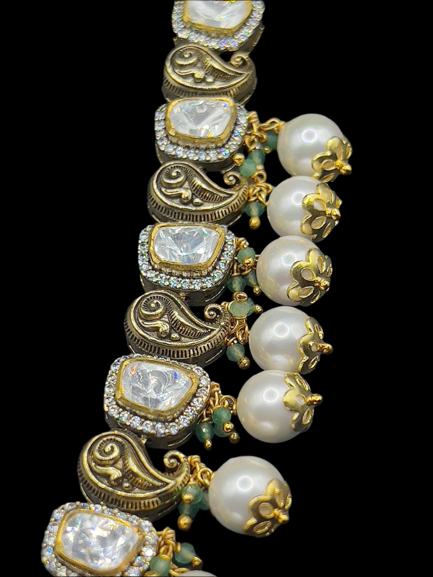 Moissanite "Crown" Adjustable Set With Freshwater Pearls