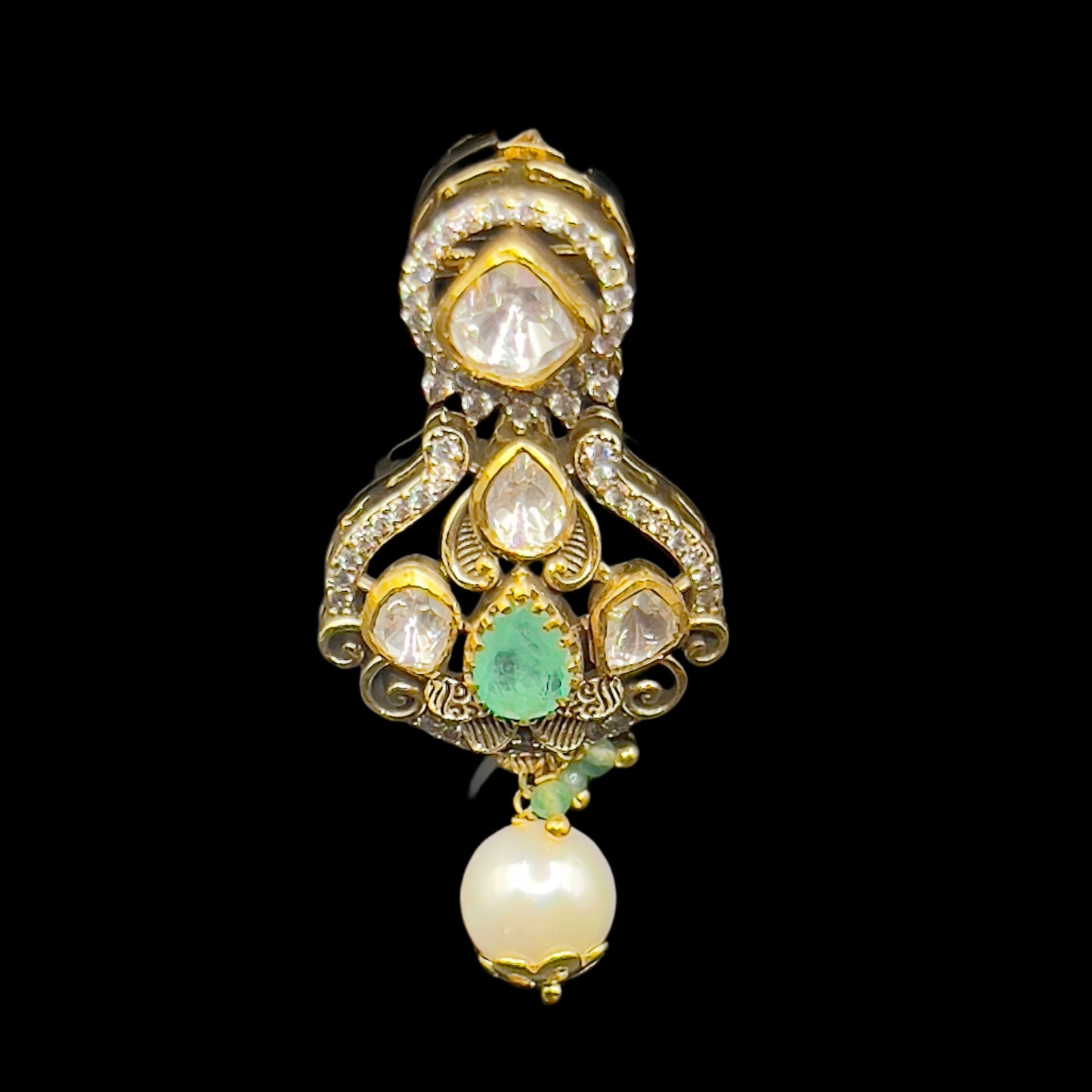 Moissanite "Crown" Adjustable Set With Freshwater Pearls