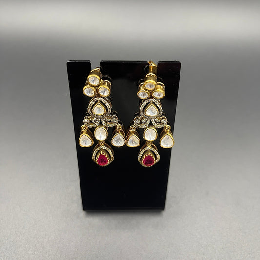 Moissanite "Chandelier" Earrings With Pink Ruby