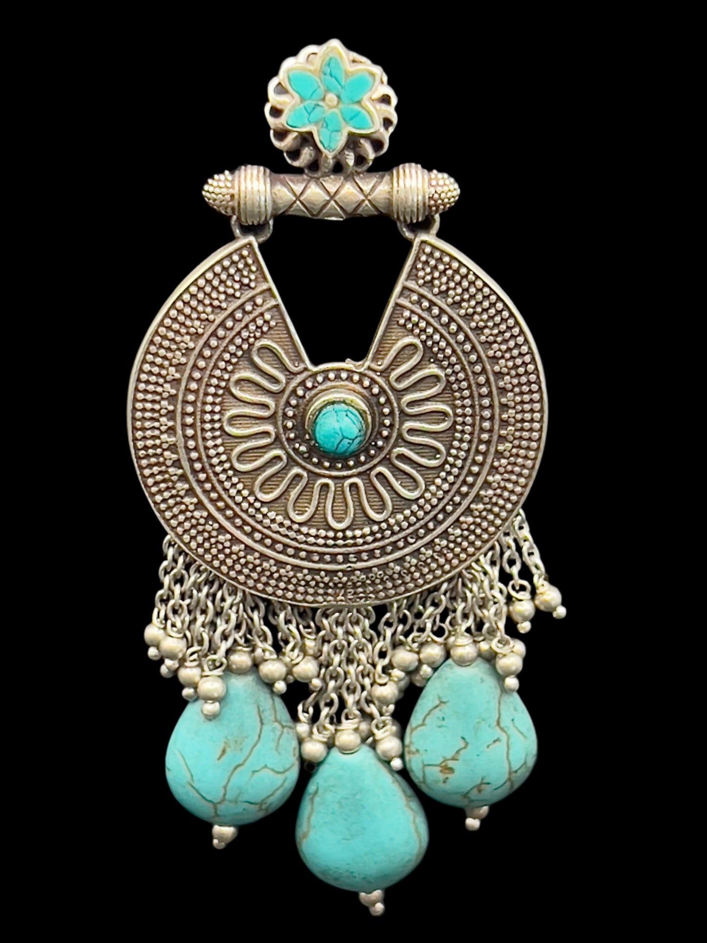 Moissanite "Fringe" Set With Sky Blue Topaz Stones