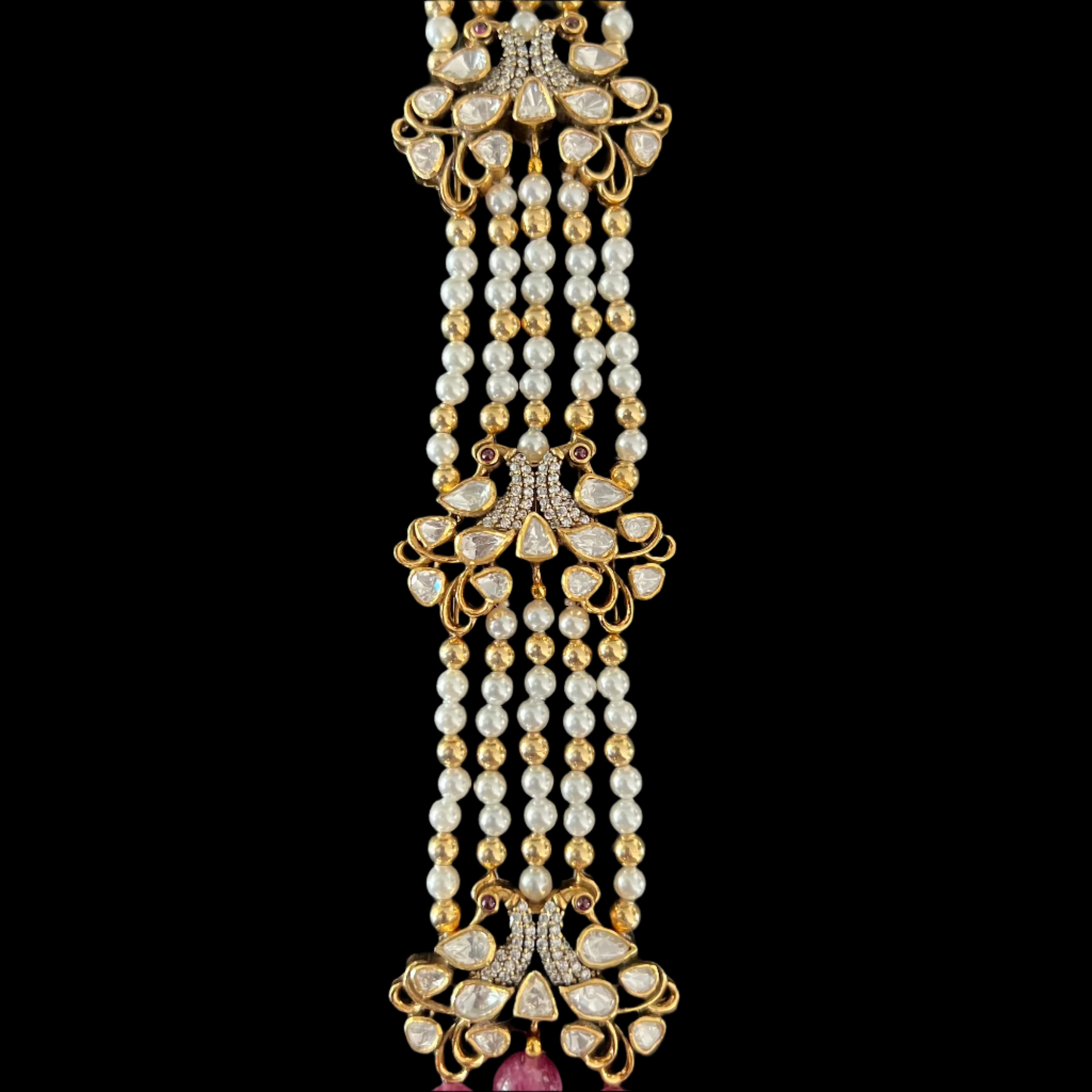 Moissanite "Royal Princess" Adjustable Necklace With Semi-Precious Pink Quartz