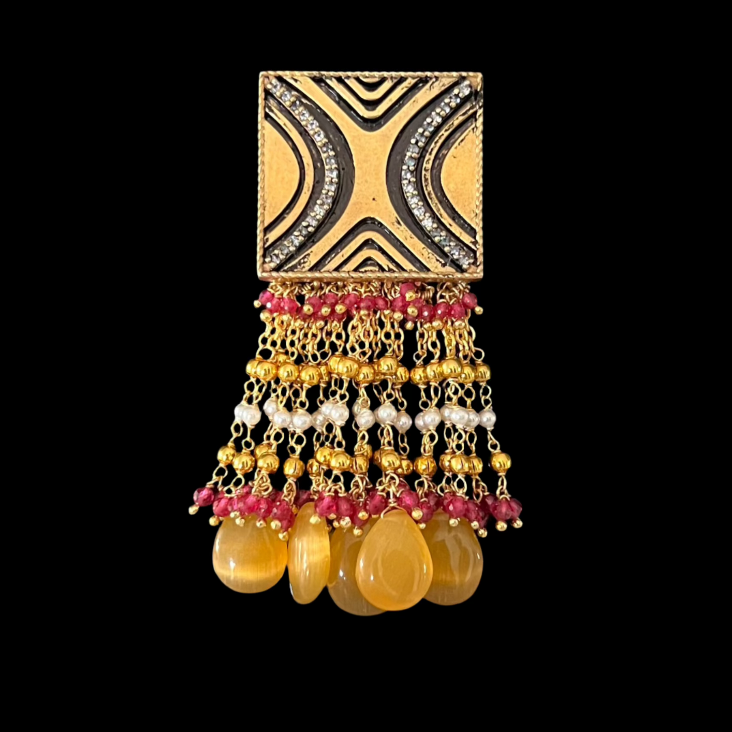 Moissanite "Fusion Choker" Adjustable Set With Semi-Precious Pearls