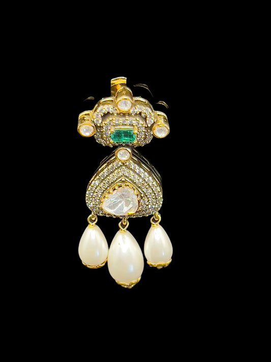 Moissanite "Hour Glass" Earrings With Emerald