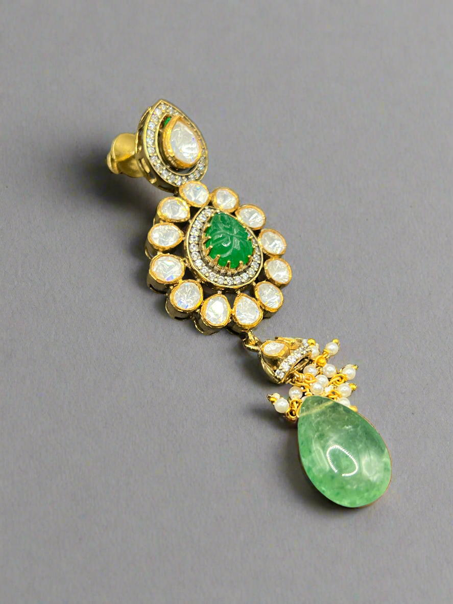Moissanite "Bridal" Adjustable Set With Vibrant Green Emeralds
