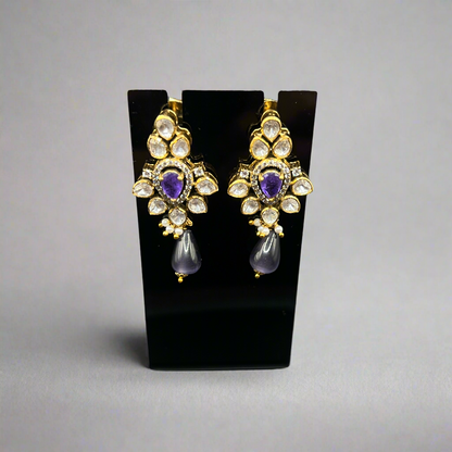 Moissanite "Tear Drop" Set With Amethyst Stone