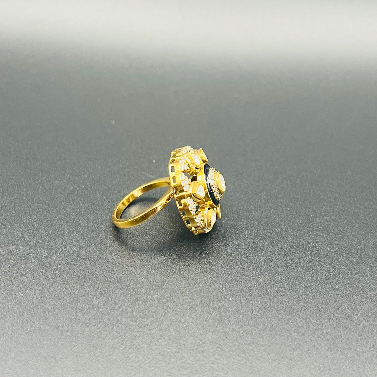Moissanite "Flower" Adjustable Ring Amethyst