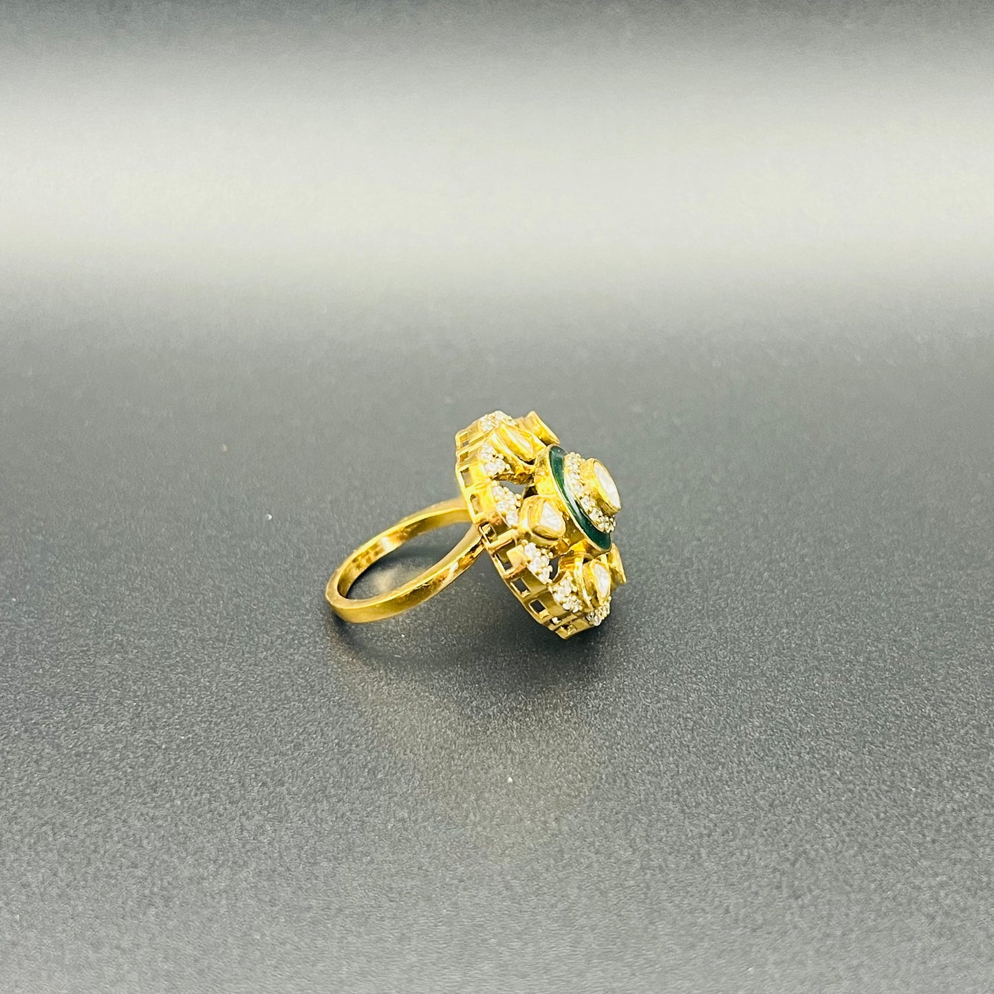 Moissanite "Flower" Adjustable Ring Emerald