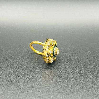 Moissanite "Flower" Adjustable Ring Emerald
