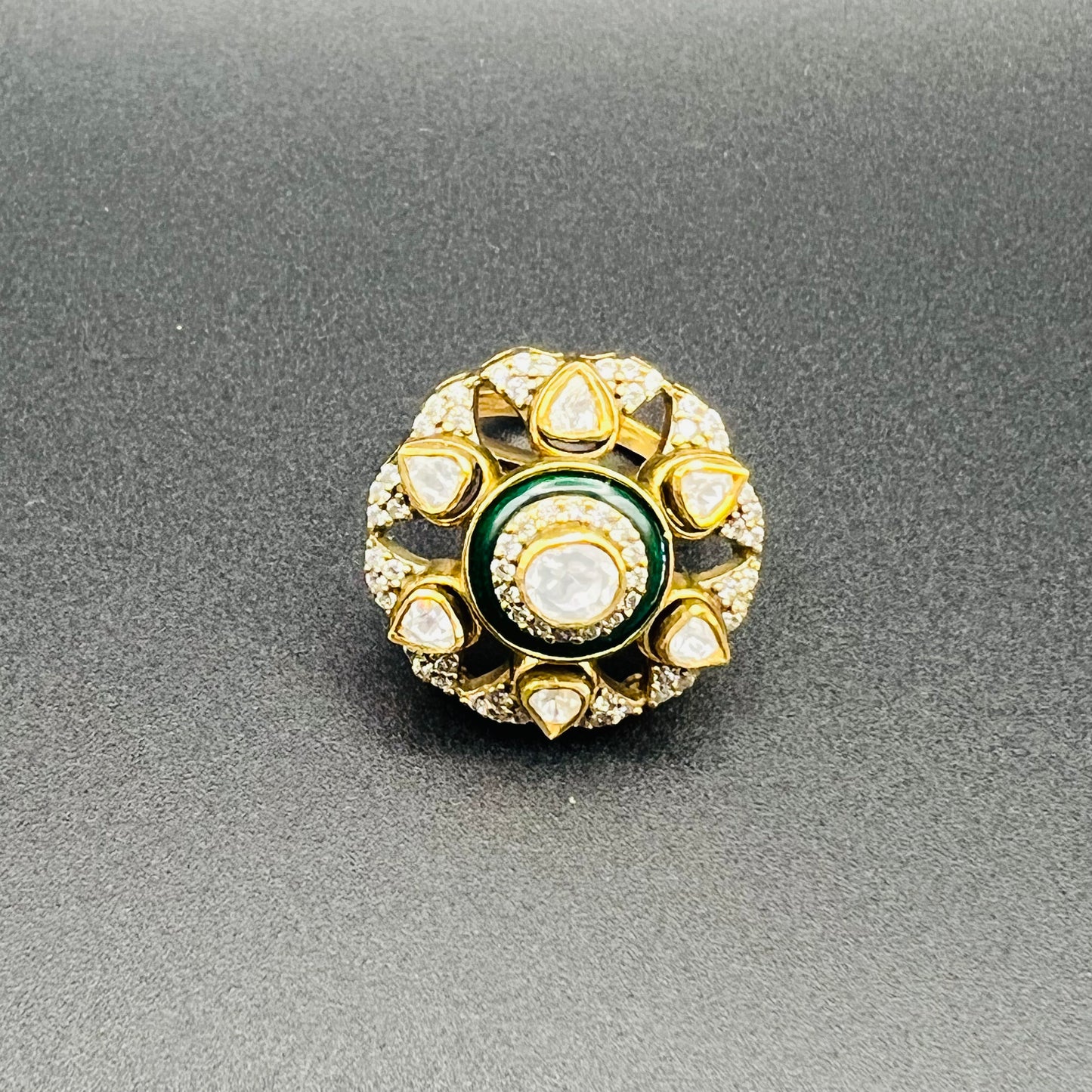 Moissanite "Flower" Adjustable Ring Emerald