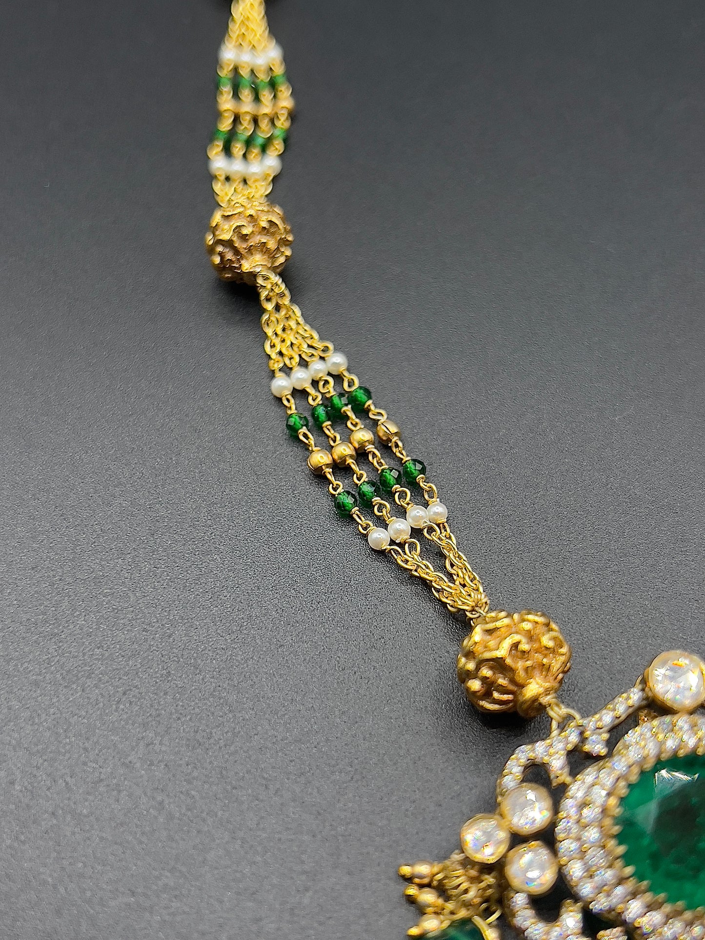 Moissanite "Illuminati" Adjustable Pendant Set With Emeralds
