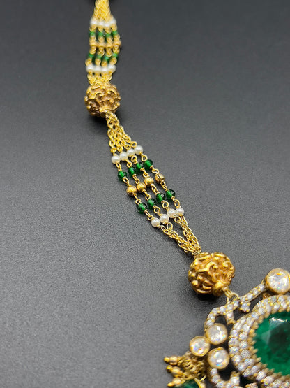 Moissanite "Illuminati" Adjustable Pendant Set With Emeralds