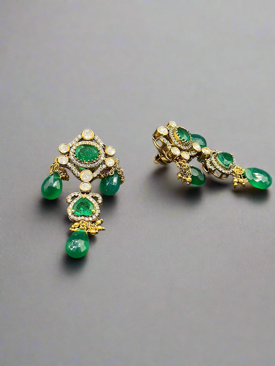 Moissanite "Illuminati" Adjustable Pendant Set With Emeralds