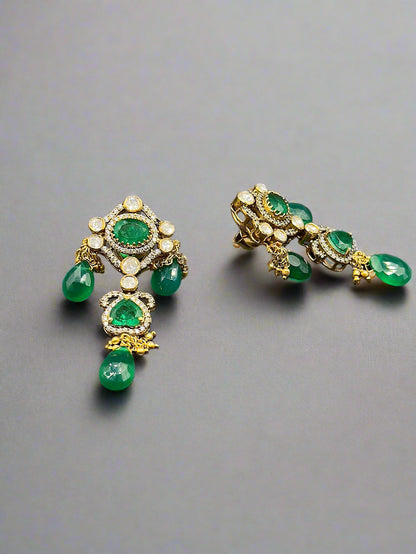 Moissanite "Illuminati" Adjustable Pendant Set With Emeralds