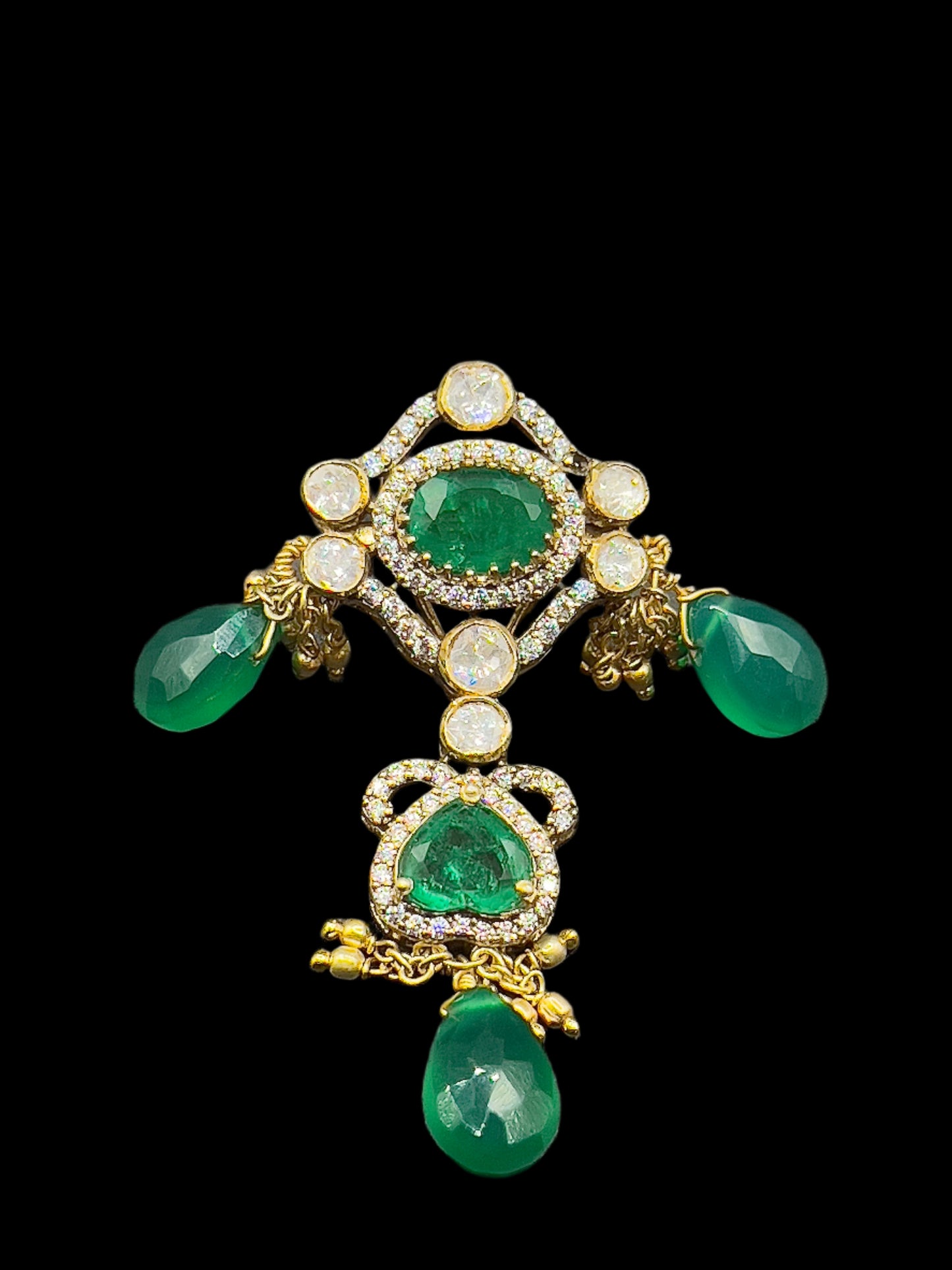 Moissanite "Illuminati" Adjustable Pendant Set With Emeralds