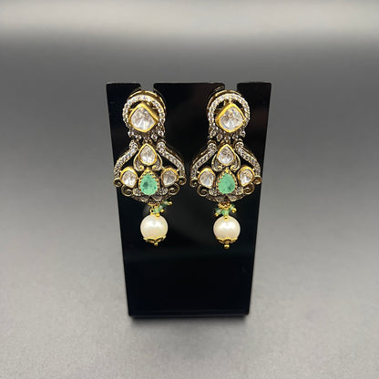 Moissanite "Crown" Adjustable Set With Freshwater Pearls