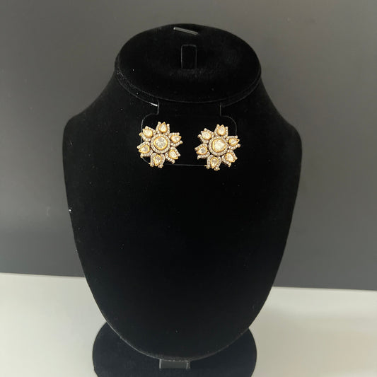 Moissanite "Flower Top" Stud Earrings With Swarovski Diamonds