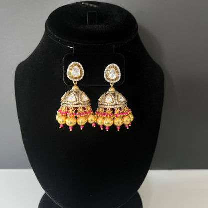 Moissanite "Ruby Dules" Earrings With Gold Plated Balls