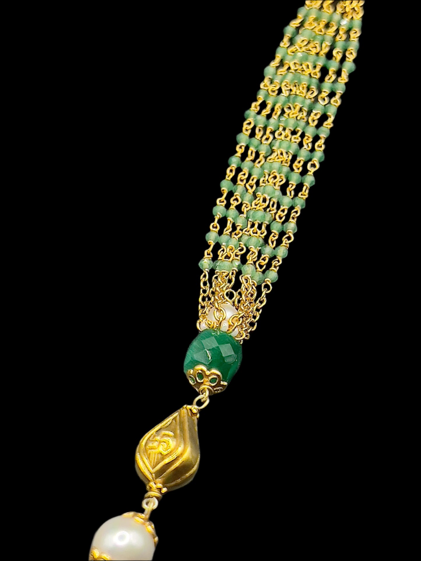 Moissanite "Multi Chain" Pendant Set With Huge Emeralds