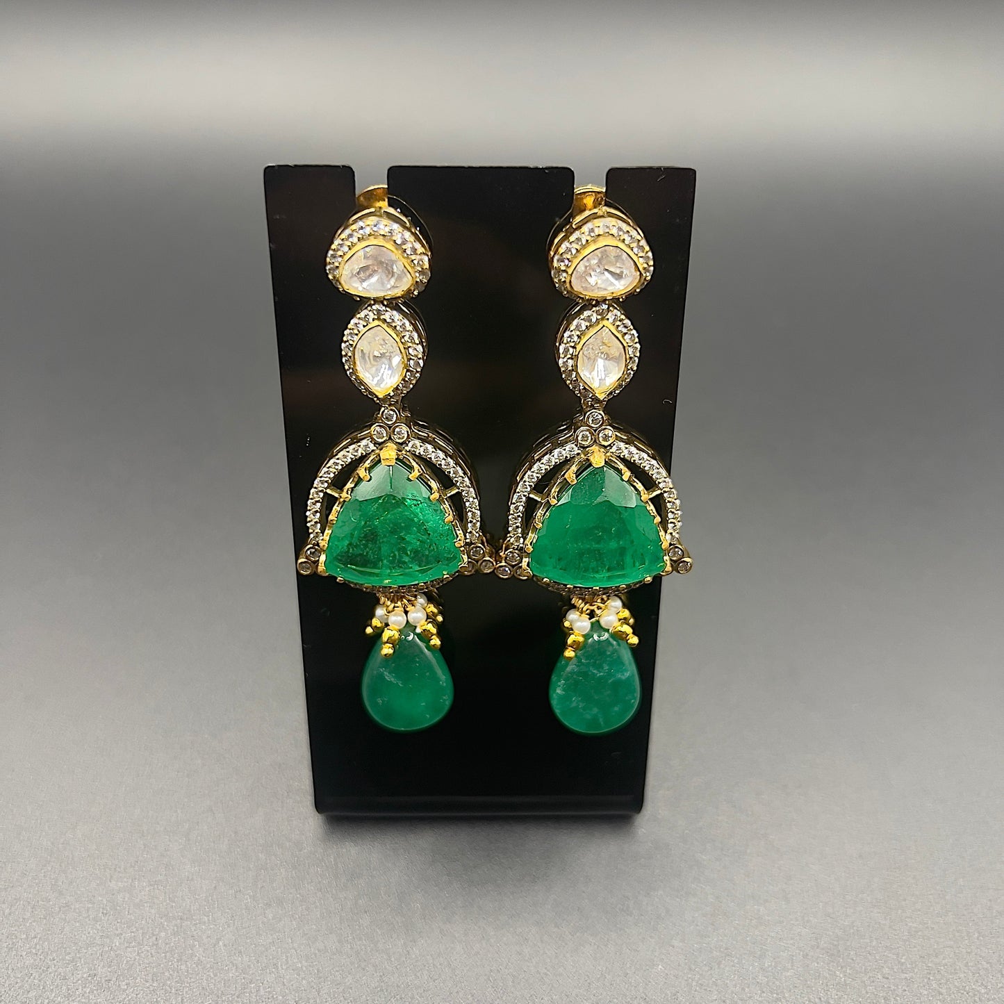 Moissanite "Multi Chain" Pendant Set With Huge Emeralds