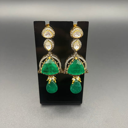 Moissanite "Multi Chain" Pendant Set With Huge Emeralds
