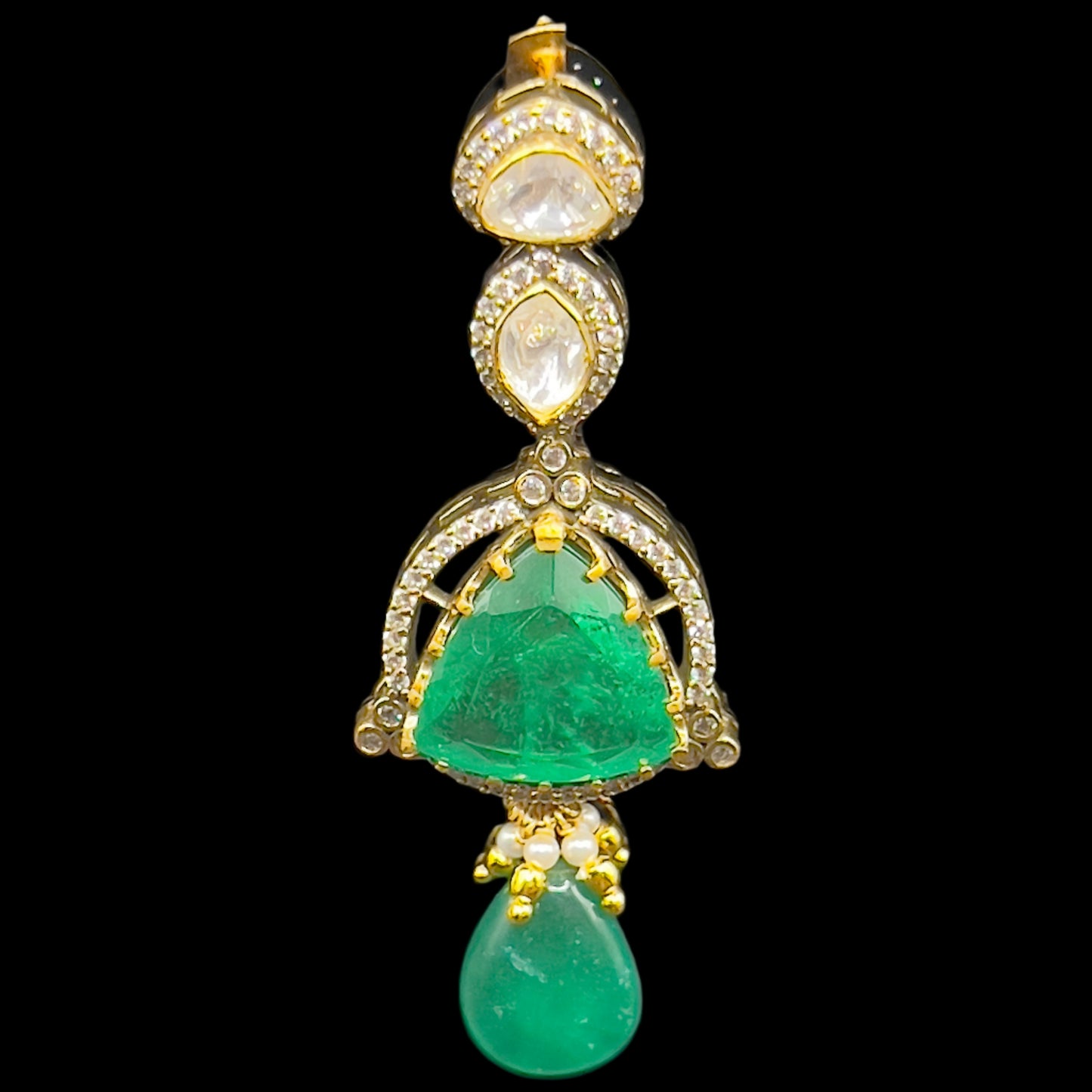 Moissanite "Multi Chain" Pendant Set With Huge Emeralds