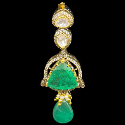 Moissanite "Multi Chain" Pendant Set With Huge Emeralds