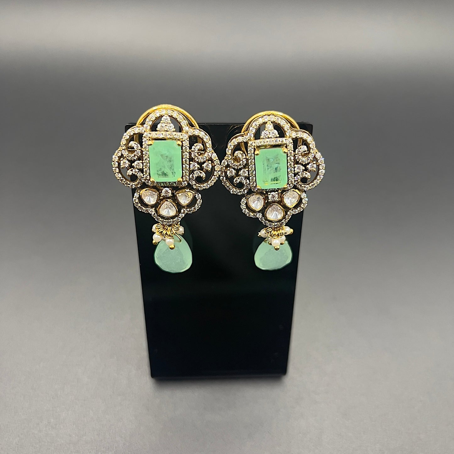 Moissanite "Russian Emerald" Adjustable Pendant Set With Pearls