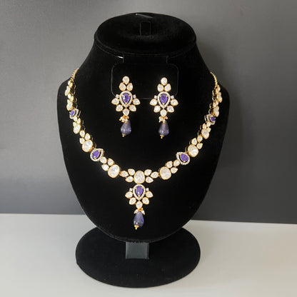 Moissanite "Tear Drop" Set With Amethyst Stone