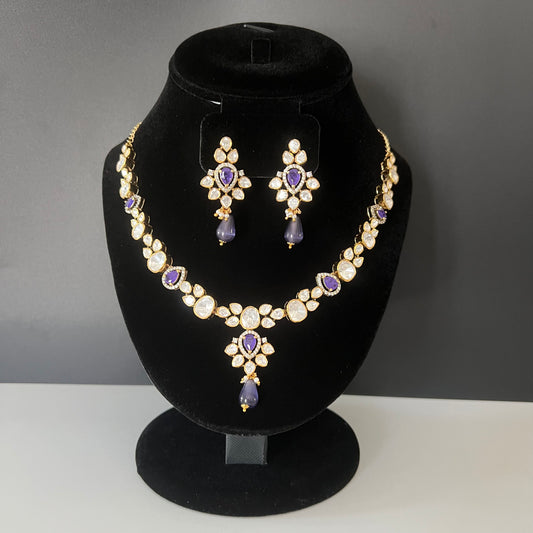 Moissanite "Tear Drop" Set With Amethyst Stone