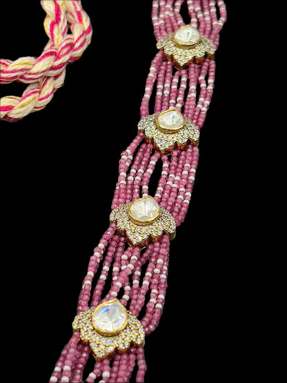 Moissanite "Carved Flower" Adjustable Pendant Set With Pink Ruby Pearls