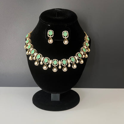 Moissanite "Choker" Set With Russian Emeralds