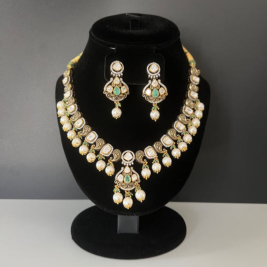 Moissanite "Crown" Adjustable Set With Freshwater Pearls
