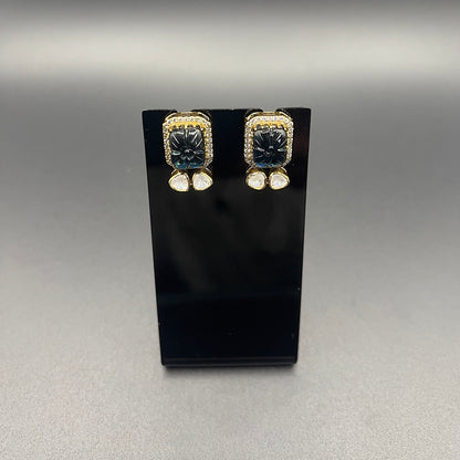Moissanite "Carved Sapphire" Pendant Set