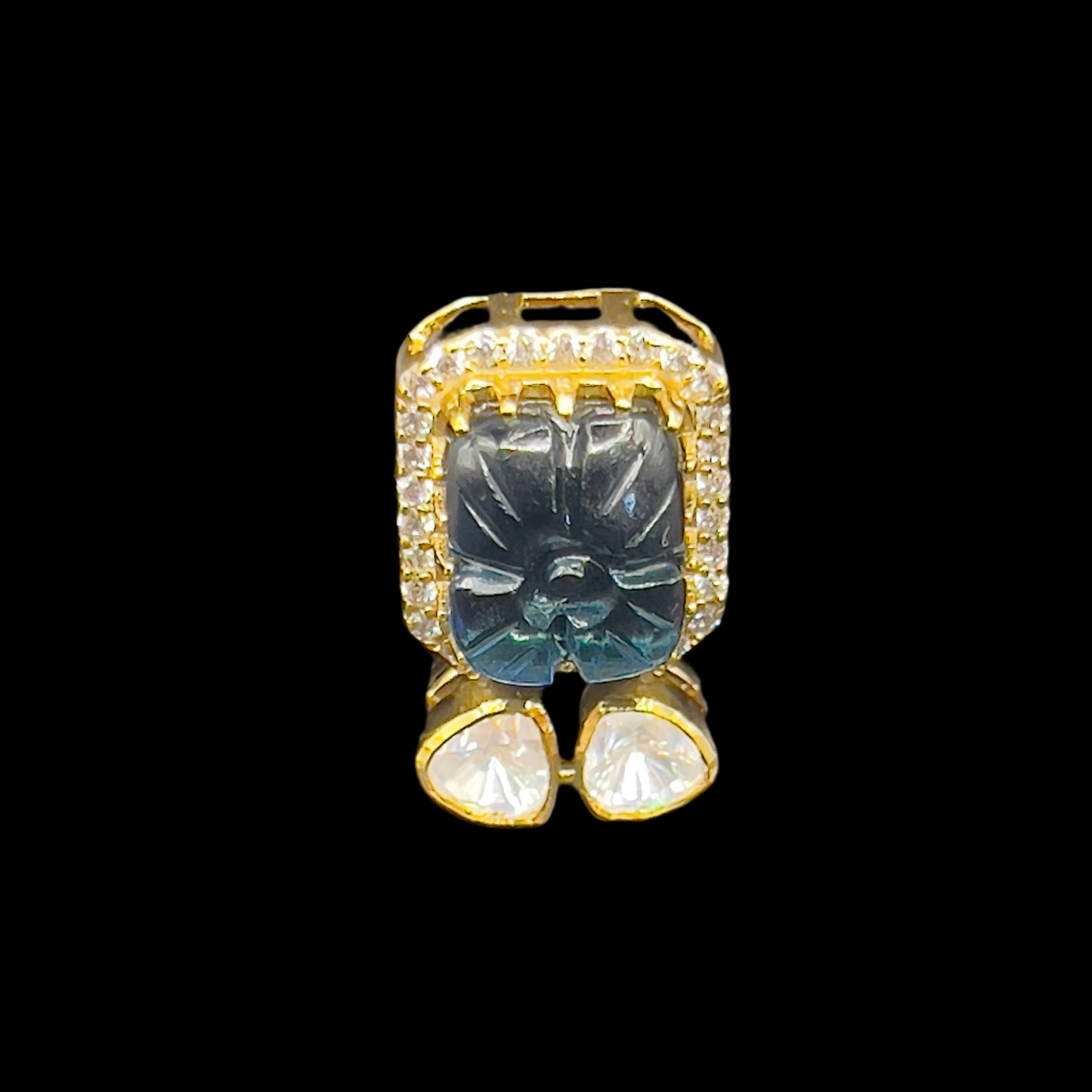Moissanite "Carved Sapphire" Pendant Set