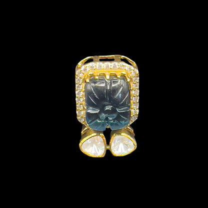 Moissanite "Carved Sapphire" Pendant Set