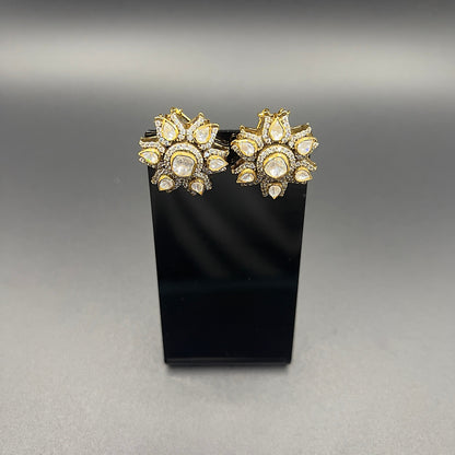 Moissanite "Flower Top" Stud Earrings With Swarovski Diamonds