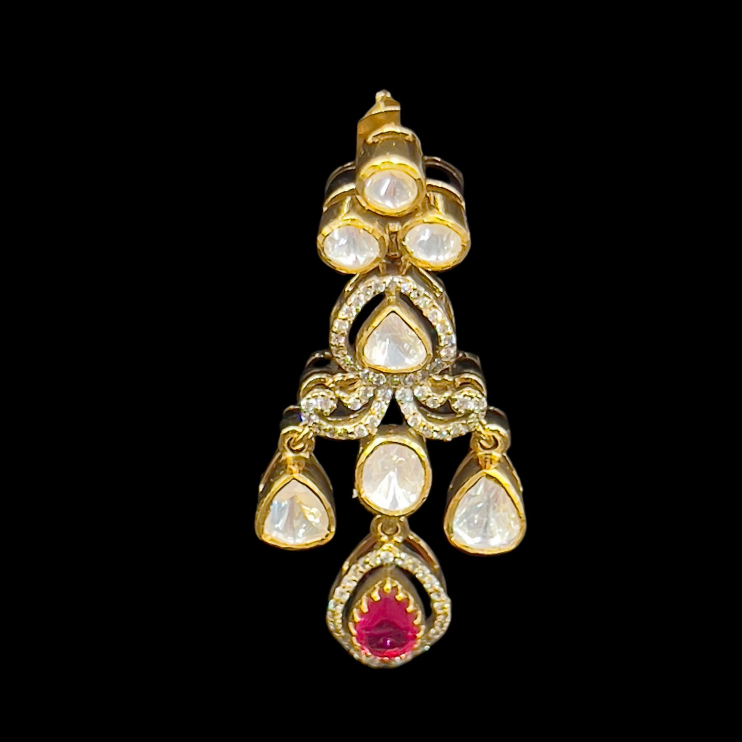 Moissanite "Chandelier" Earrings With Pink Ruby