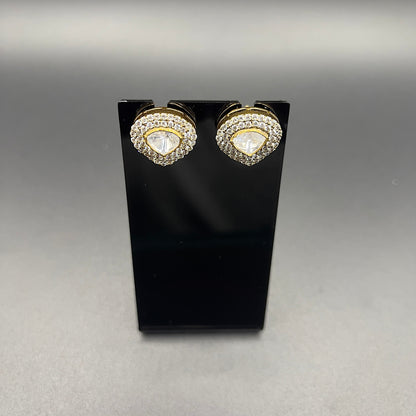 Moissanite "Diamond Shaped" Stud Earrings Bordered by Swarovski Diamonds