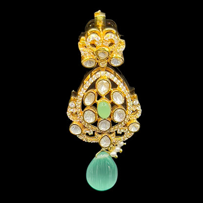 Moissanite "Betel Vine" Set With Russian Emerald Drops