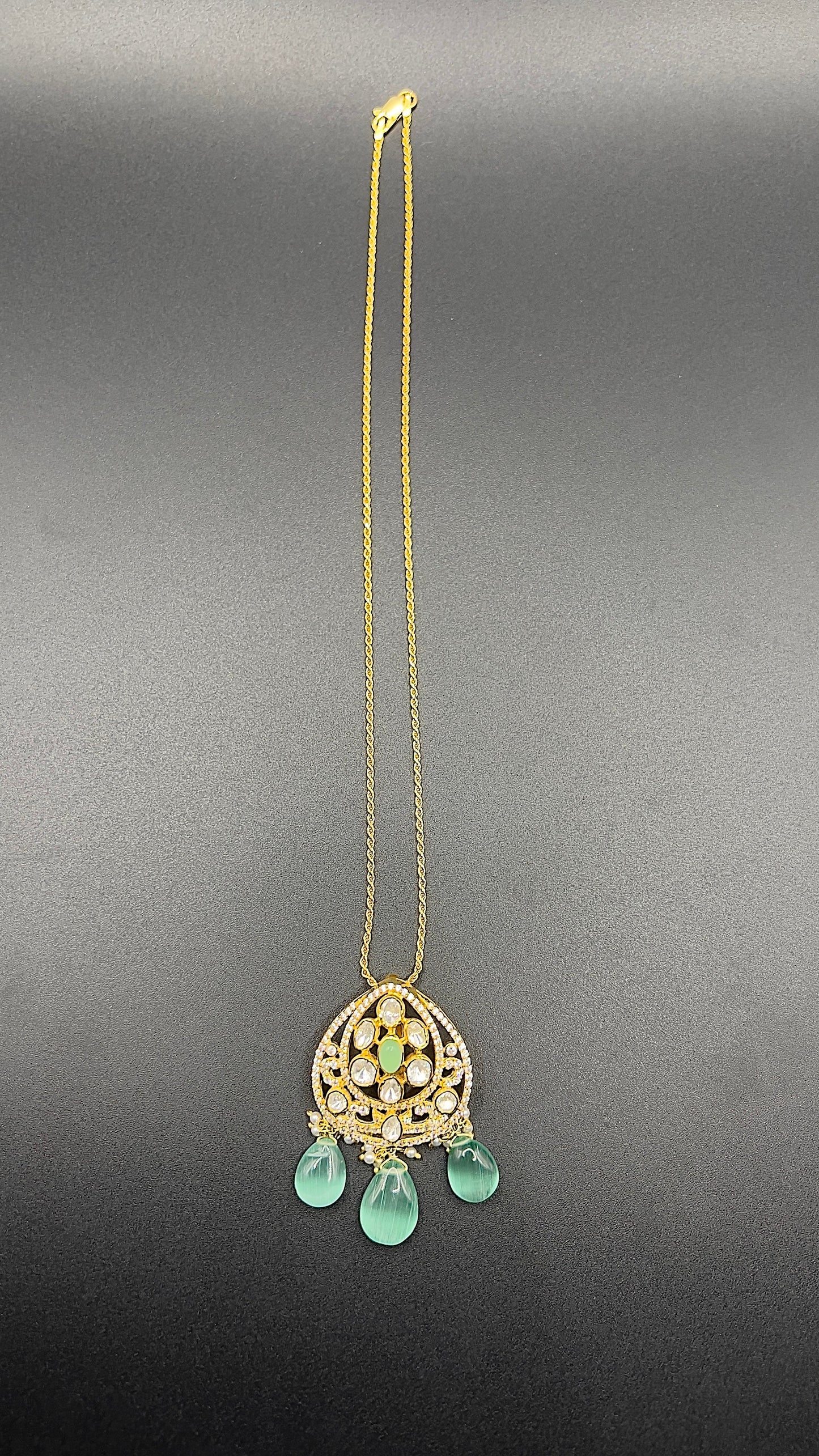 Moissanite "Betel Vine" Set With Russian Emerald Drops