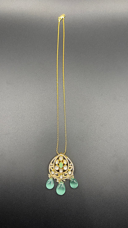 Moissanite "Betel Vine" Set With Russian Emerald Drops