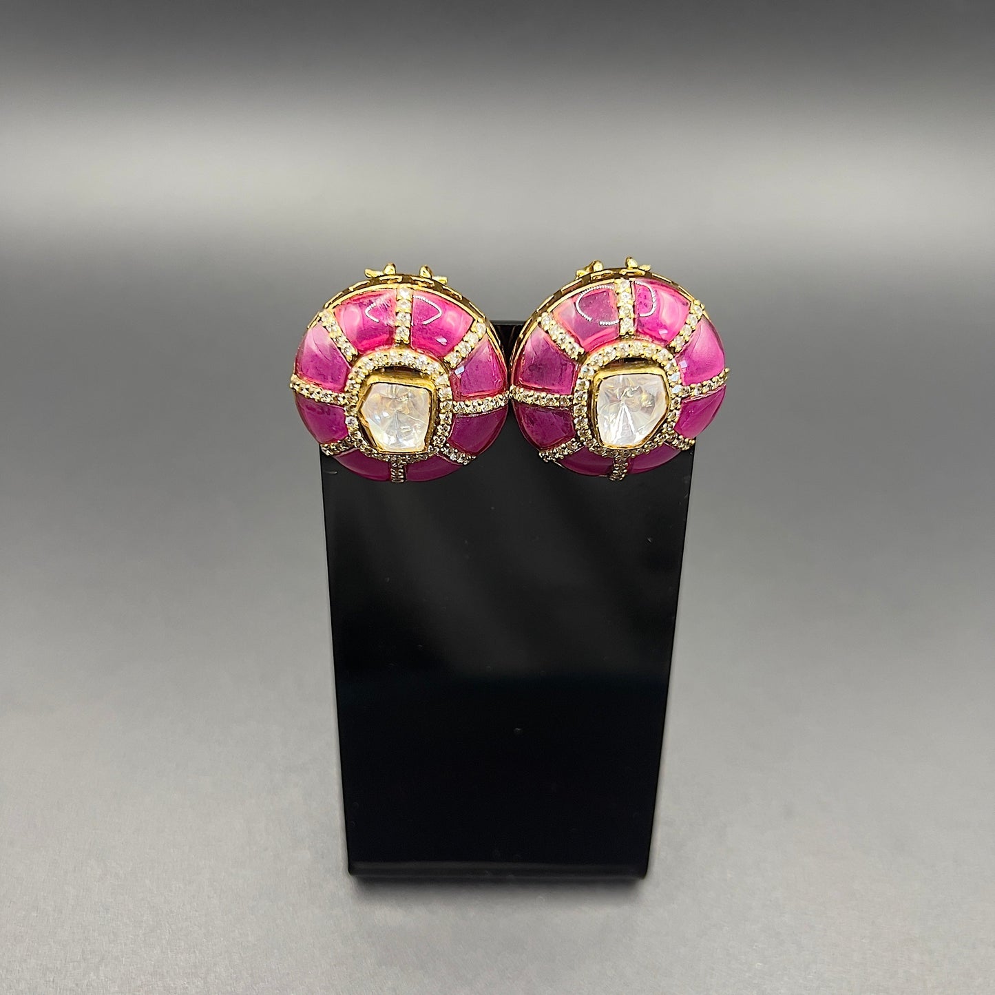 Moissanite "Royal Ruby" Pendant Set With White Pearls