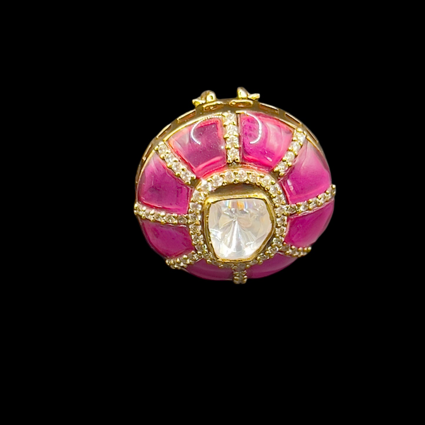 Moissanite "Royal Ruby" Pendant Set With White Pearls